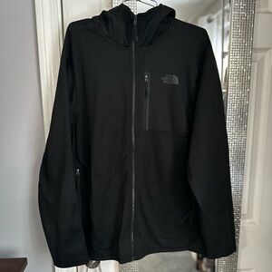 The North Face black softshell / zip-up hooded jacket
